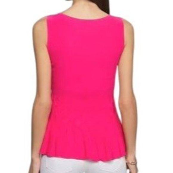 White House Black Market Pink Smocked Peplum Sleeveless Knit Top Size M - Picture 2 of 12